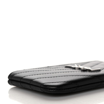 Saint Laurent Calfskin Matelasse Monogram Key Pouch Black 8 of 10