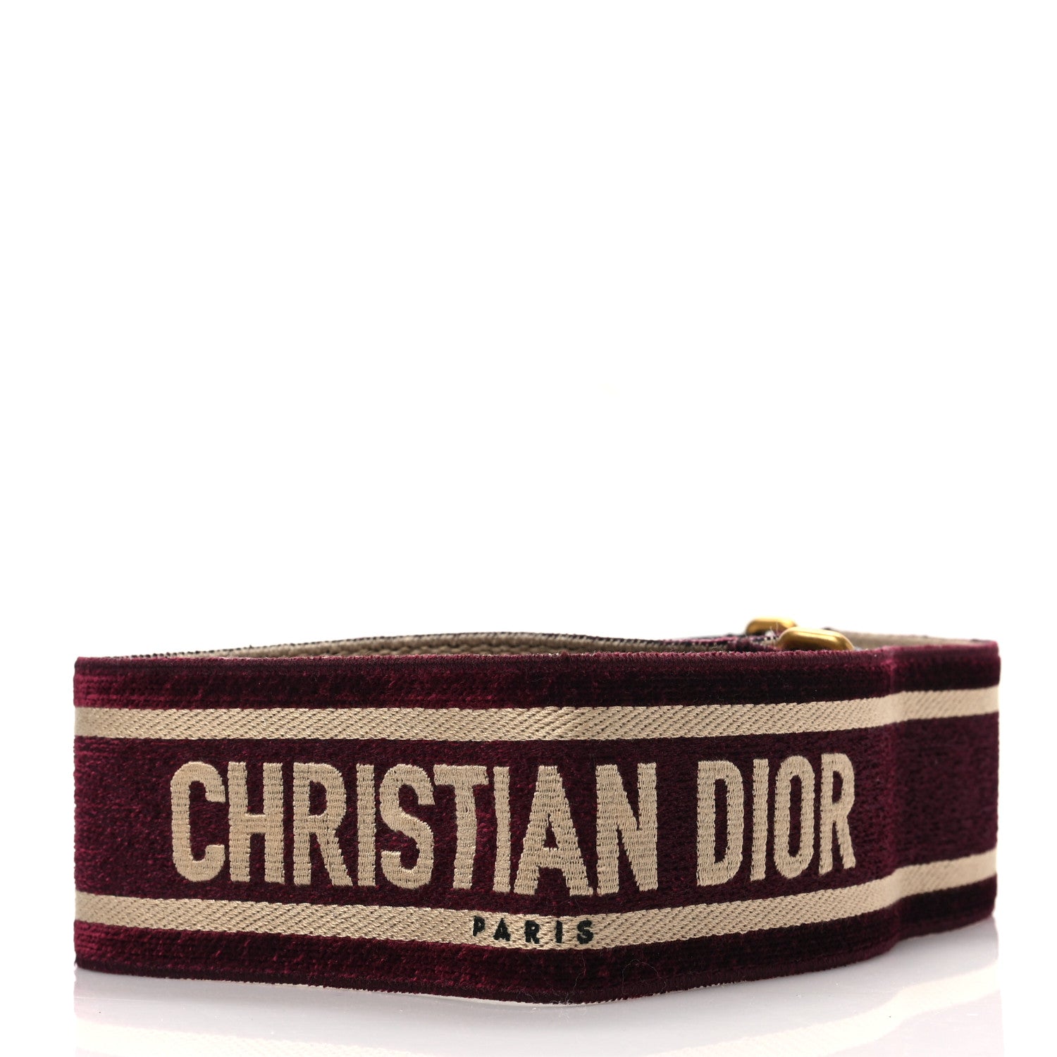 Christian Dior Canvas Velvet Embroidered Shoulder Strap Bordeaux 2 of 4