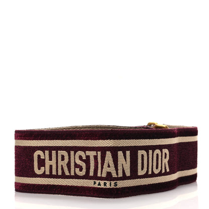 Christian Dior Canvas Velvet Embroidered Shoulder Strap Bordeaux 2 of 4