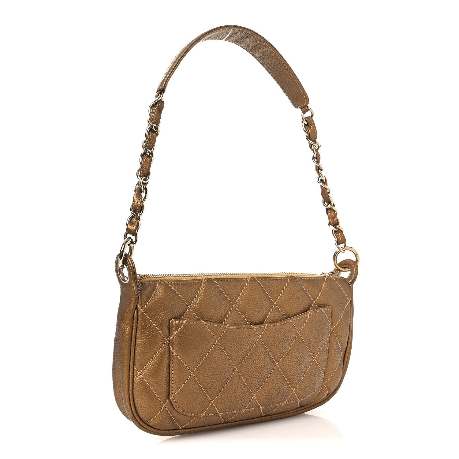 Chanel Metallic Caviar Quilted Timeless CC Shoulder Bag Gold 3 of 12