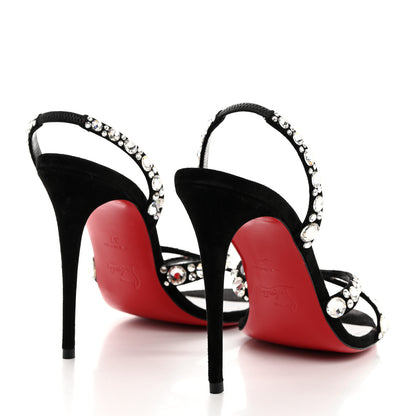 Christian Louboutin Veau Velours Crystal Embellished Emilie 100 Sandals 37 Black 4 of 8