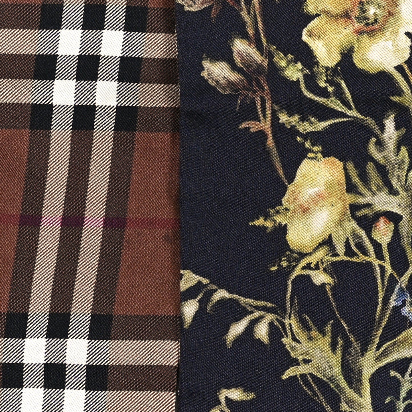 Silk Floral Print Watercolour Reversible Skinny Scarf Black
