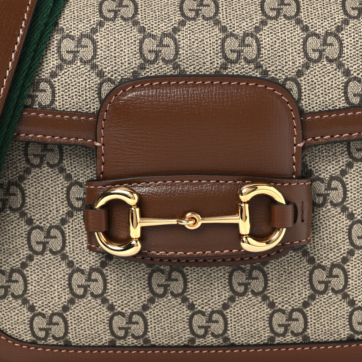 Gucci GG Supreme Monogram Web Mini Horsebit 1955 Shoulder Bag Beige Brown Sugar 9 of 13