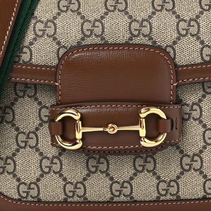 Gucci GG Supreme Monogram Web Mini Horsebit 1955 Shoulder Bag Beige Brown Sugar 9 of 13