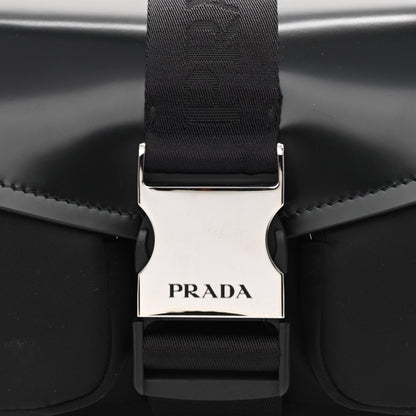 Prada Re-Nylon Spazzolato Double Pocket Buckle Shoulder Bag Black 9 of 11