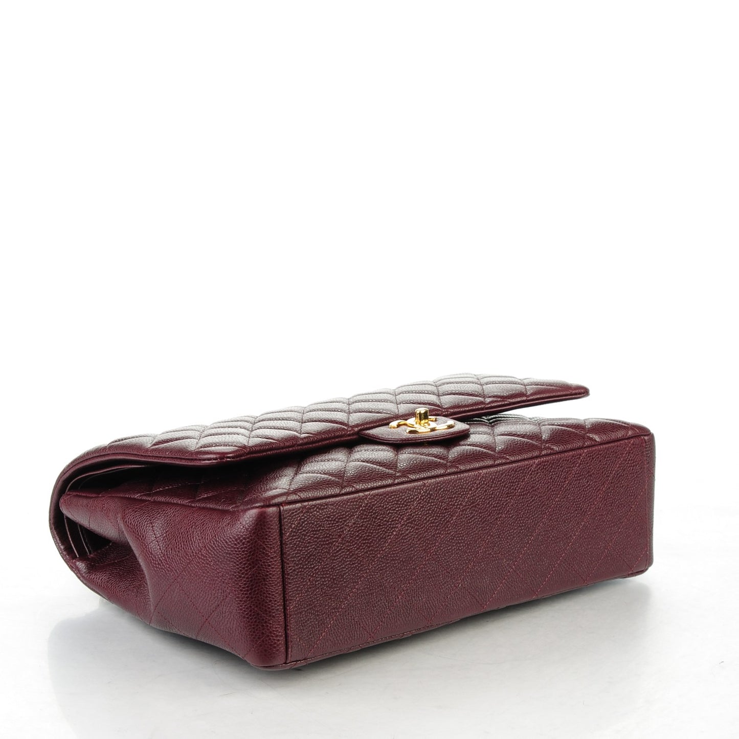 Caviar Quilted Maxi Double Flap Burgundy