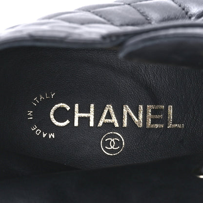 Chanel Shiny Lambskin Quilted Lace Up Combat Boots 39 Black 9 of 10