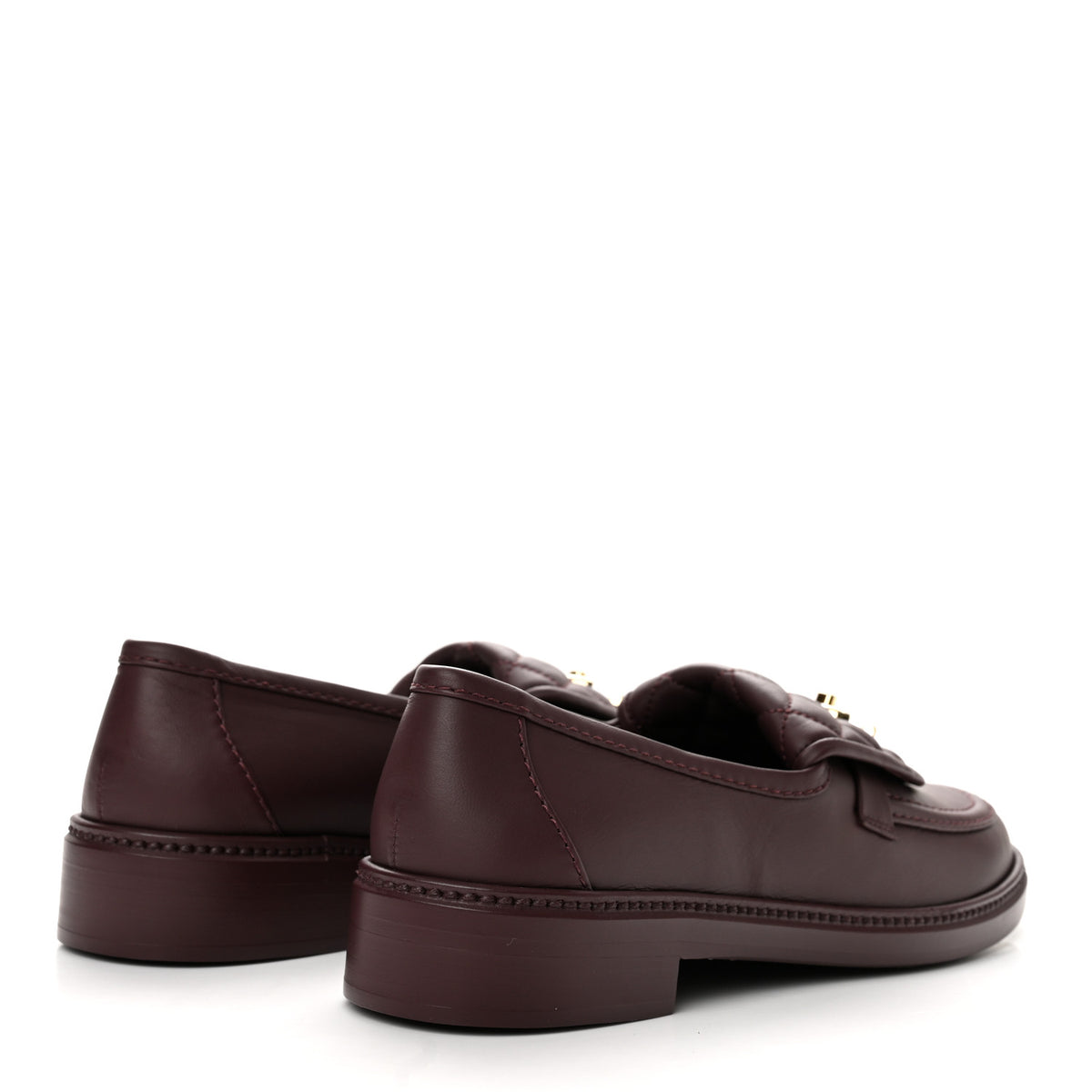 Lambskin Quilted CC Turnlock Loafers 40 Burgundy