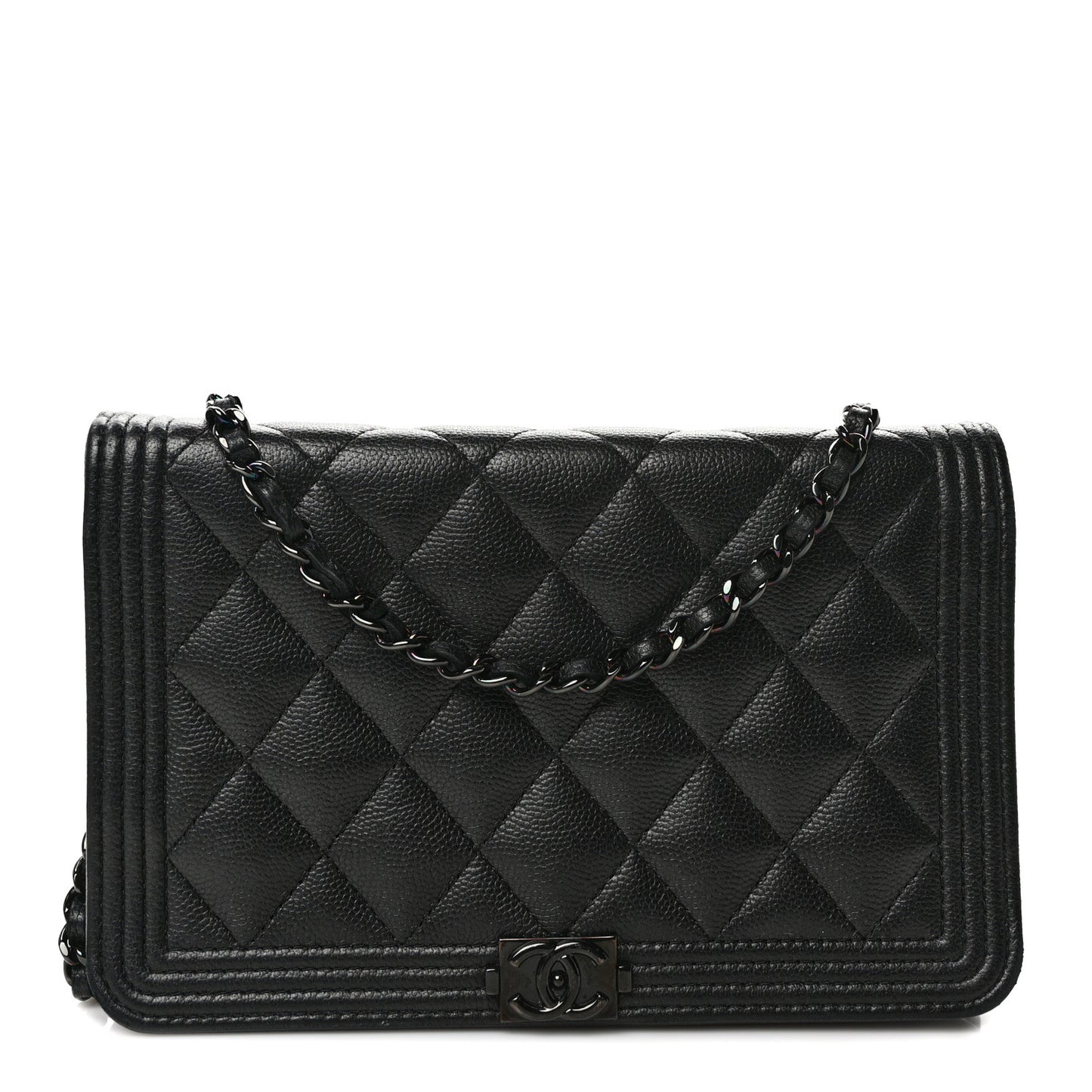 Caviar Quilted Boy Wallet On Chain WOC So Black