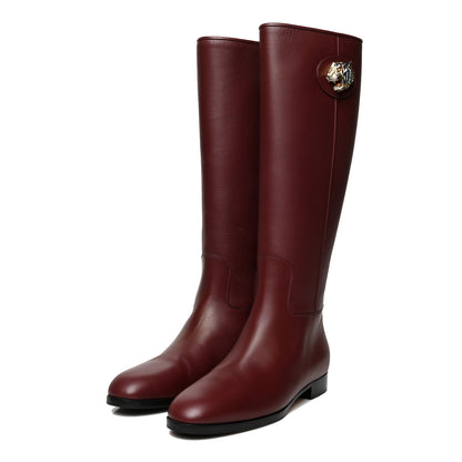 Gucci Calfskin Rajah Tall Boots 37.5 Burgundy 3 of 8