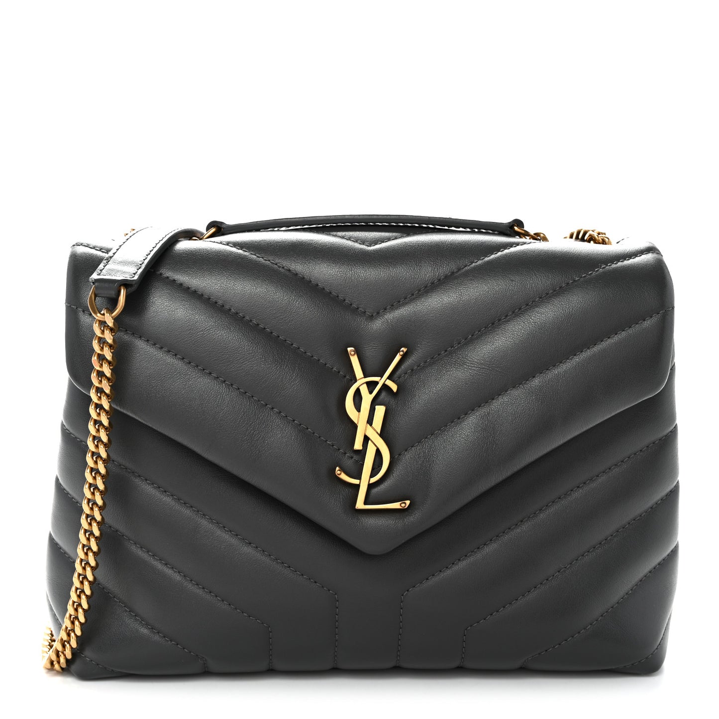 Calfskin Y Quilted Monogram Small Loulou Chain Satchel Storm
