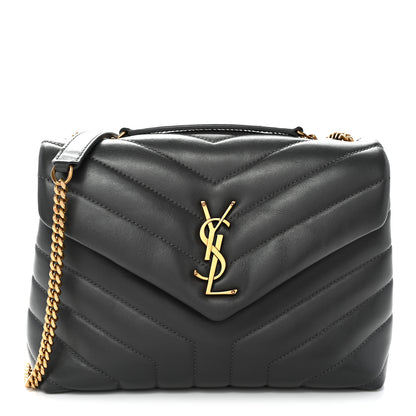 Saint Laurent Calfskin Y Quilted Monogram Small Loulou Chain Satchel Storm 1 of 11