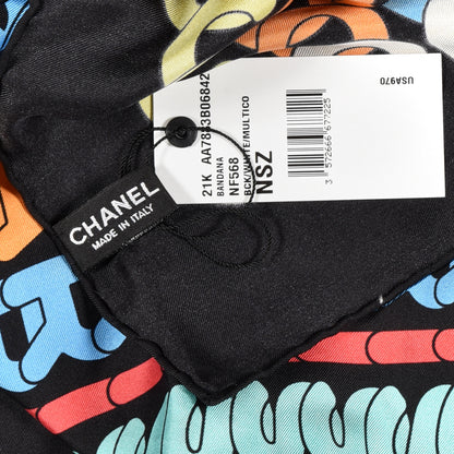 Chanel Silk Twill Printed Bandana Black Multicolor 3 of 3