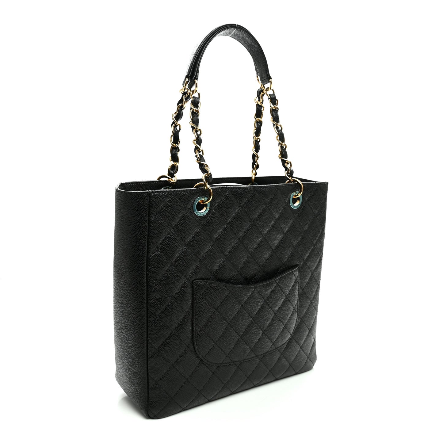 Caviar Quilted Vertical Grand Shopping Tote GST Black