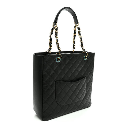 Chanel Caviar Quilted Vertical Grand Shopping Tote GST Black 3 of 10