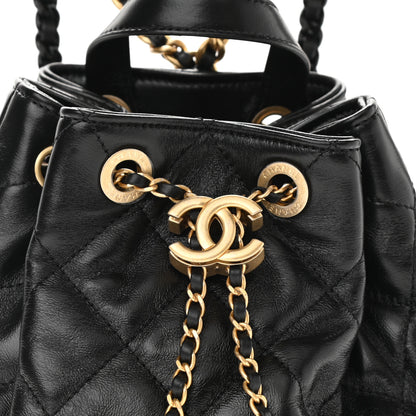 Chanel Calfskin Quilted CC Chain Bucket Backpack Black 8 of 11