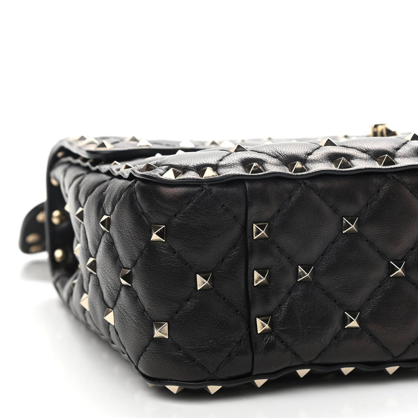 Lambskin Medium Rockstud Spike Shoulder Bag Black