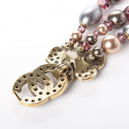 Chanel Crystal Bead CC Camellia Bracelet Purple Gold 5 of 6