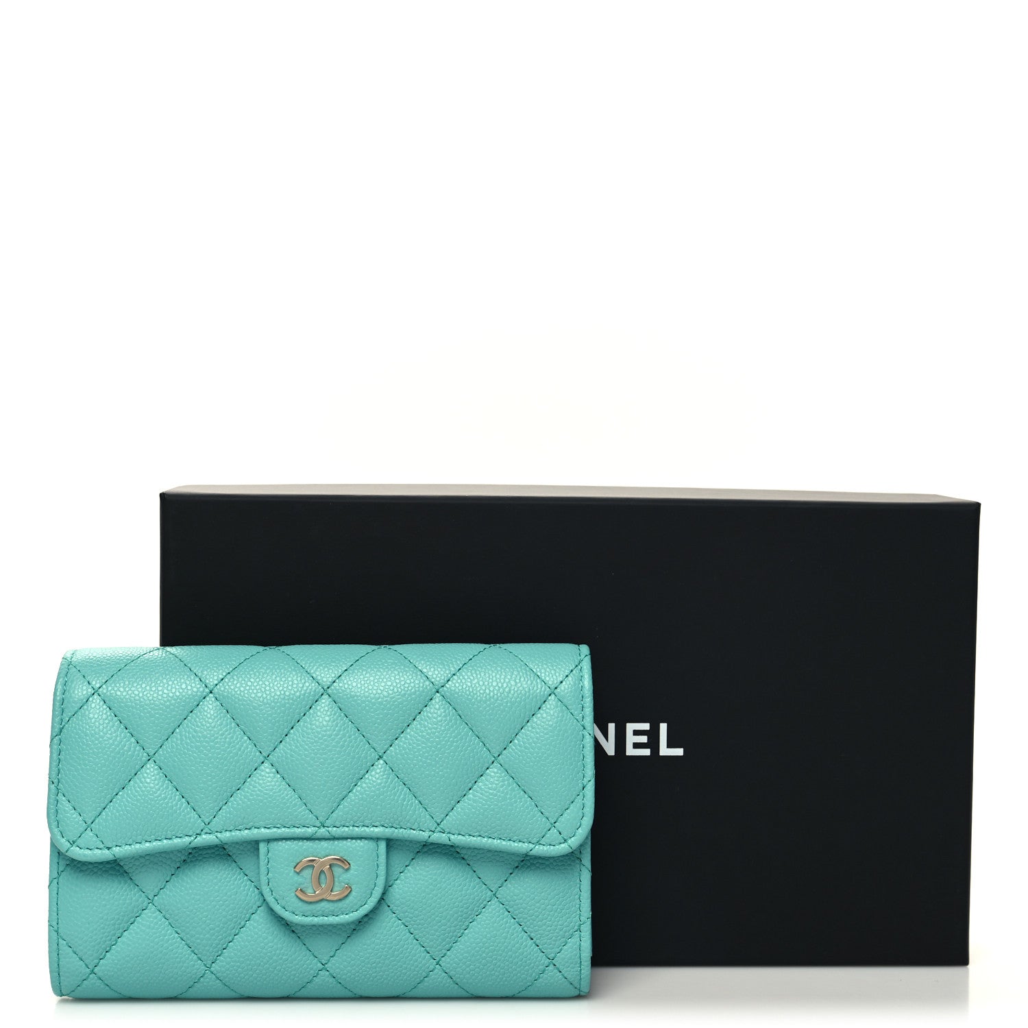 Chanel Caviar Quilted Medium Flap Wallet Turquoise 11 of 11