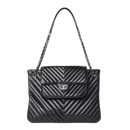 Chanel Caviar Chevron Quilted Flap Tote Black 1 of 10