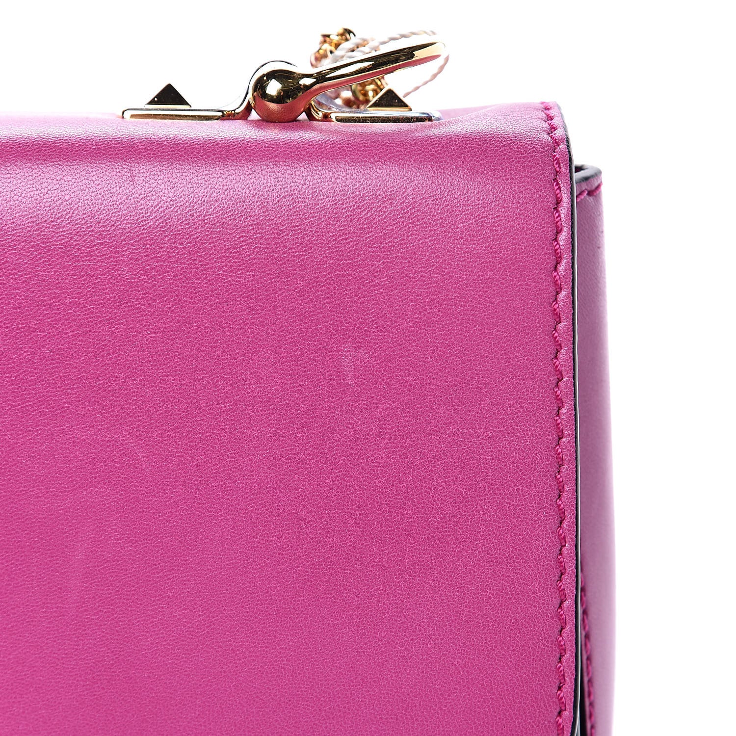 Valentino Garavani Shiny Nappa L'Amour Rockstud Shoulder Bag Fuxia 14 of 14