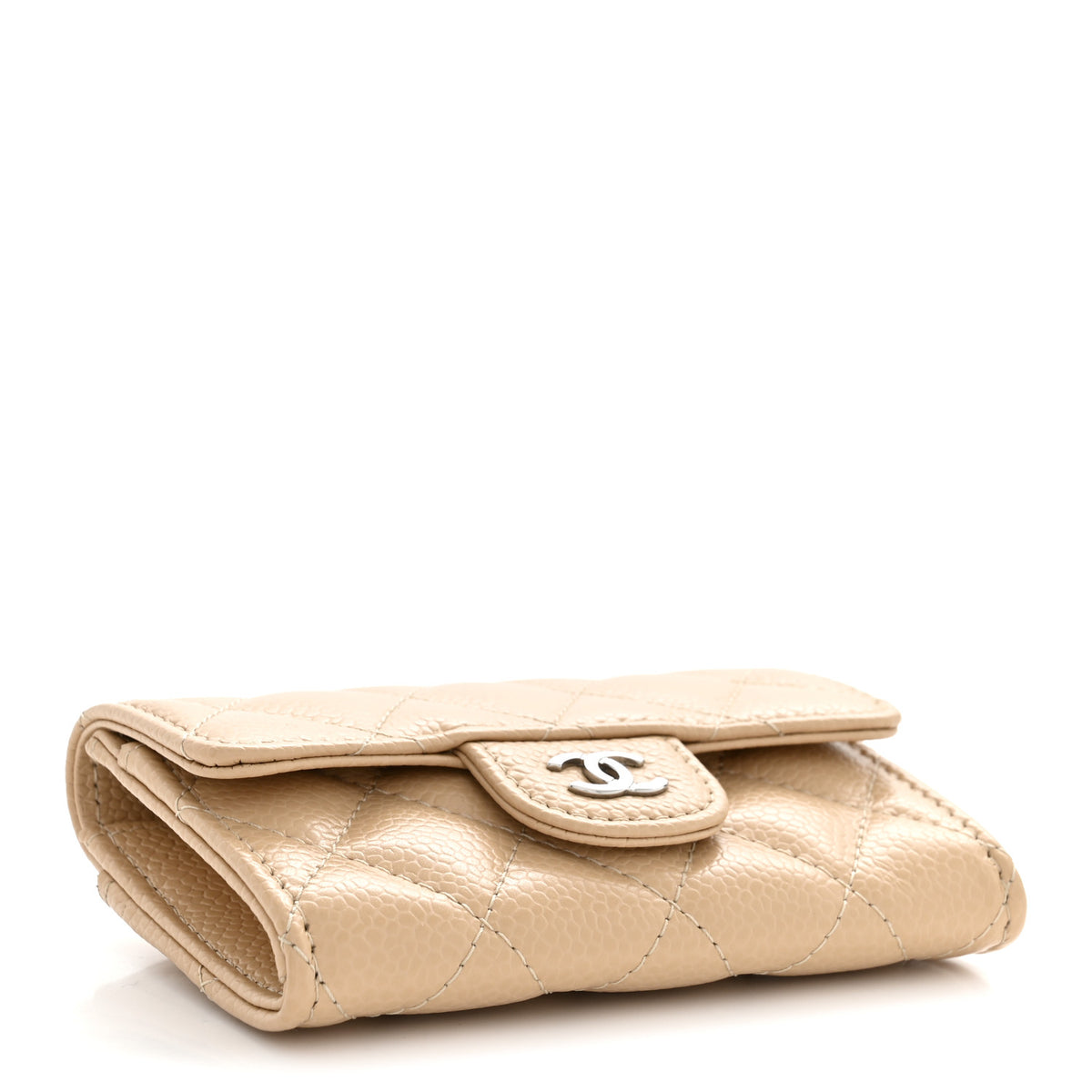 Chanel Caviar Quilted Flap Card Holder Wallet Beige 4 of 7