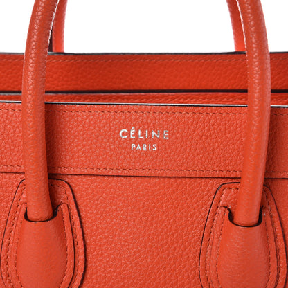 Celine Drummed Calfskin Nano Luggage Vermillion 9 of 15
