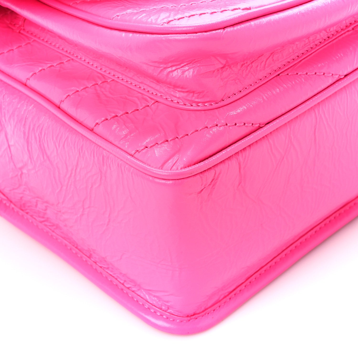 Saint Laurent Crinkled Calfskin Matelasse Monogram Medium Niki Chain Satchel Rose Glow 10 of 12