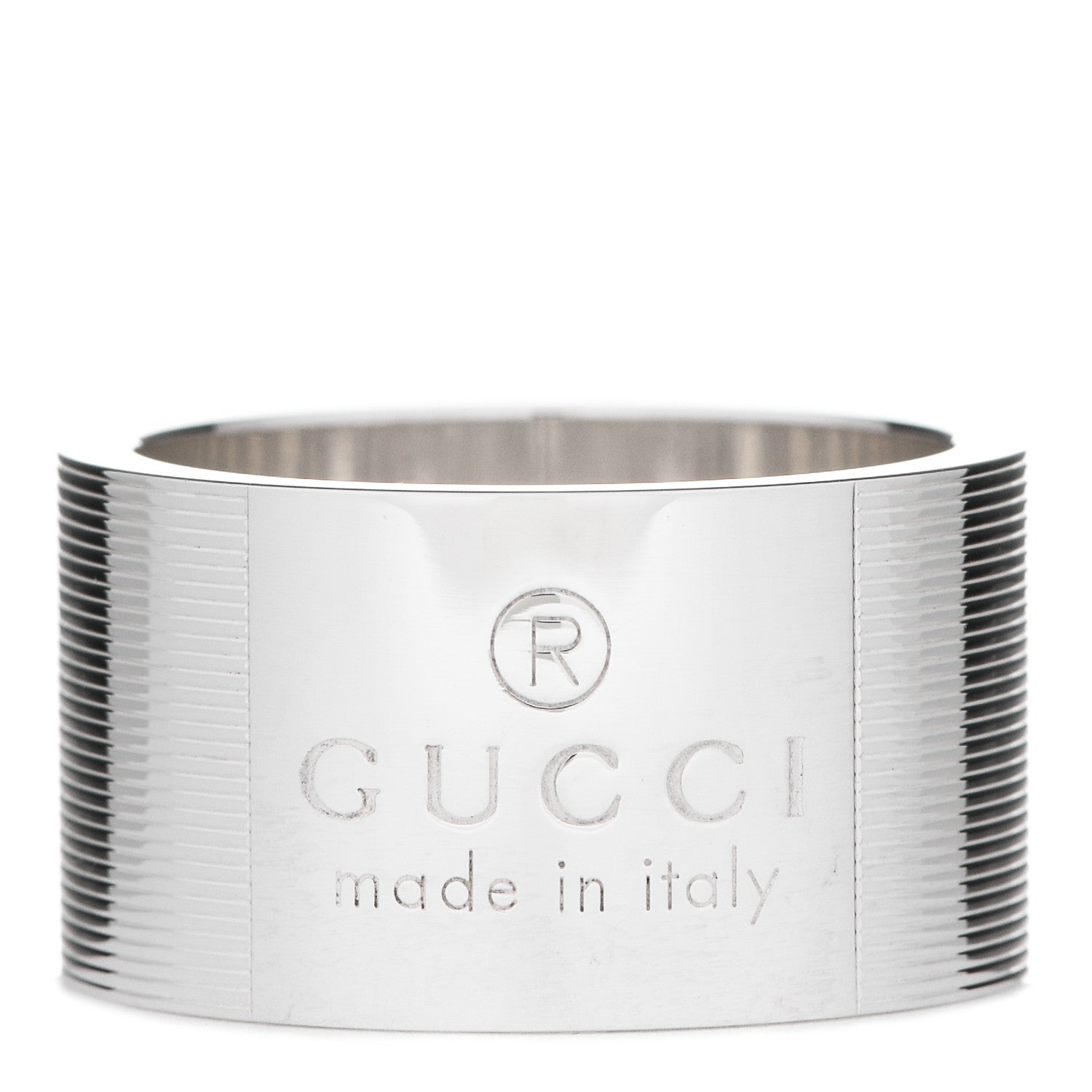 Gucci Sterling Silver 12mm Signature Band Ring 57 8 1 of 5