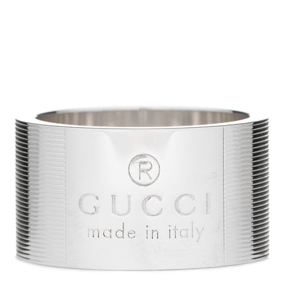 Gucci Sterling Silver 12mm Signature Band Ring 57 8 1 of 5