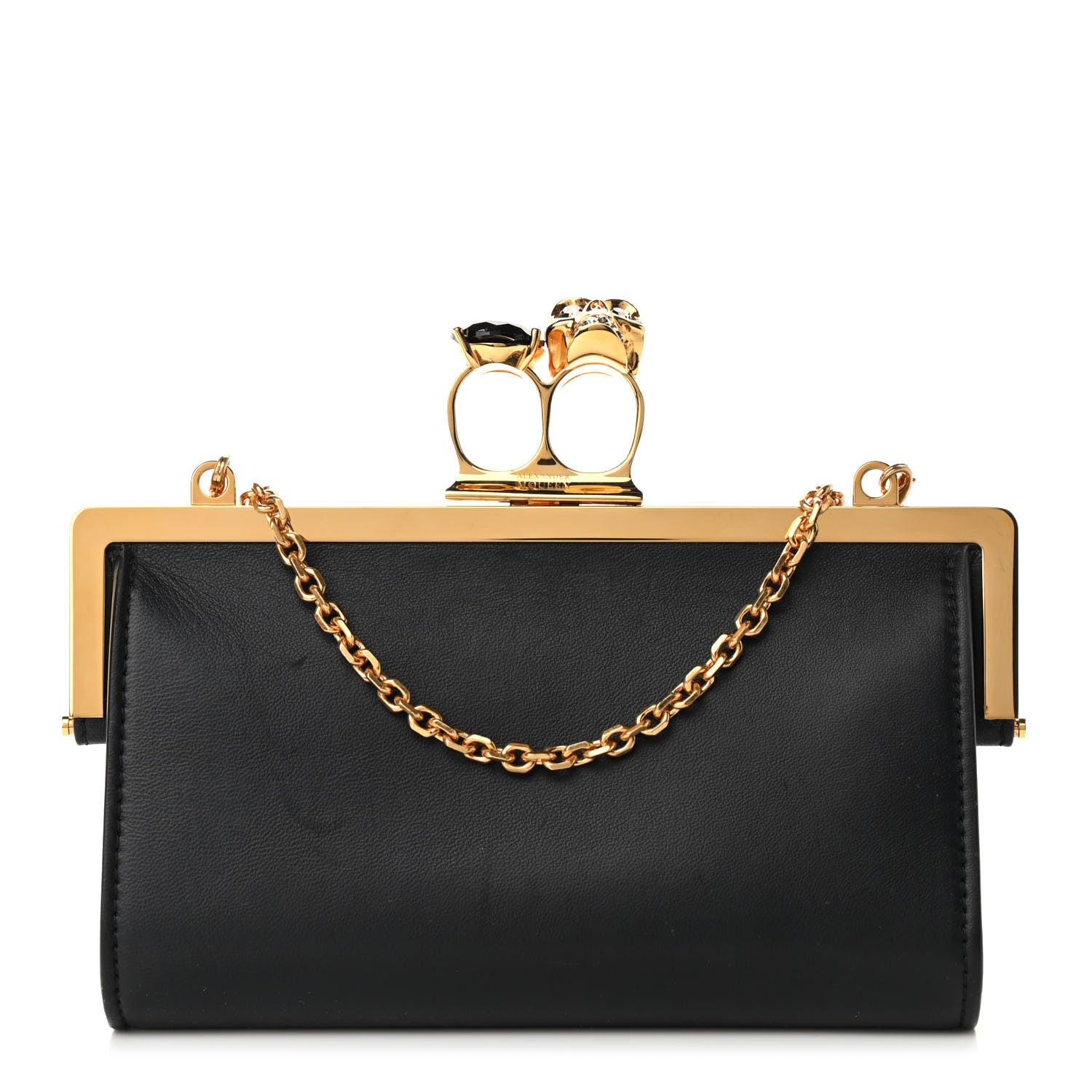 Alexander McQueen Nappa Skull Knuckle Wallet On Chain Black 1 of 8