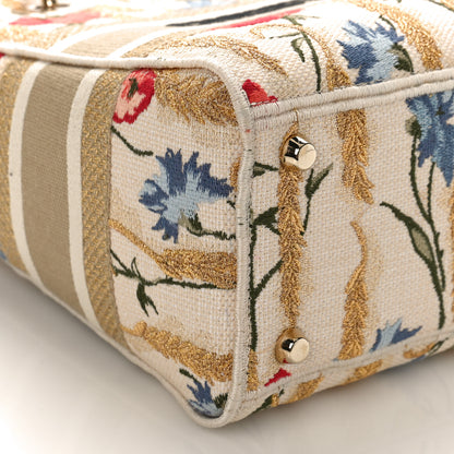 Christian Dior Canvas Embroidered Hibiscus Printed Medium Lady D-Lite Beige Multicolor 7 of 8