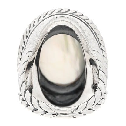 David Yurman Sterling Silver 18K Yellow Gold Mother of Pearl Quartz Oval Ring 53 6.5 3 of 5