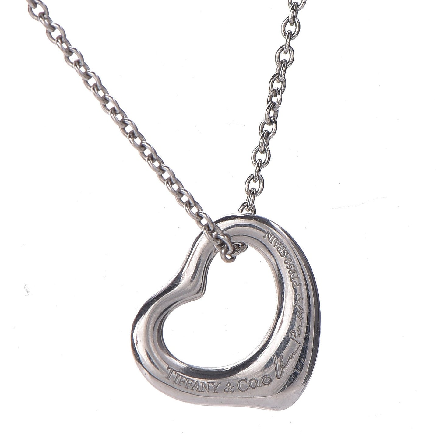 Platinum Elsa Peretti Open Heart Pendant Necklace