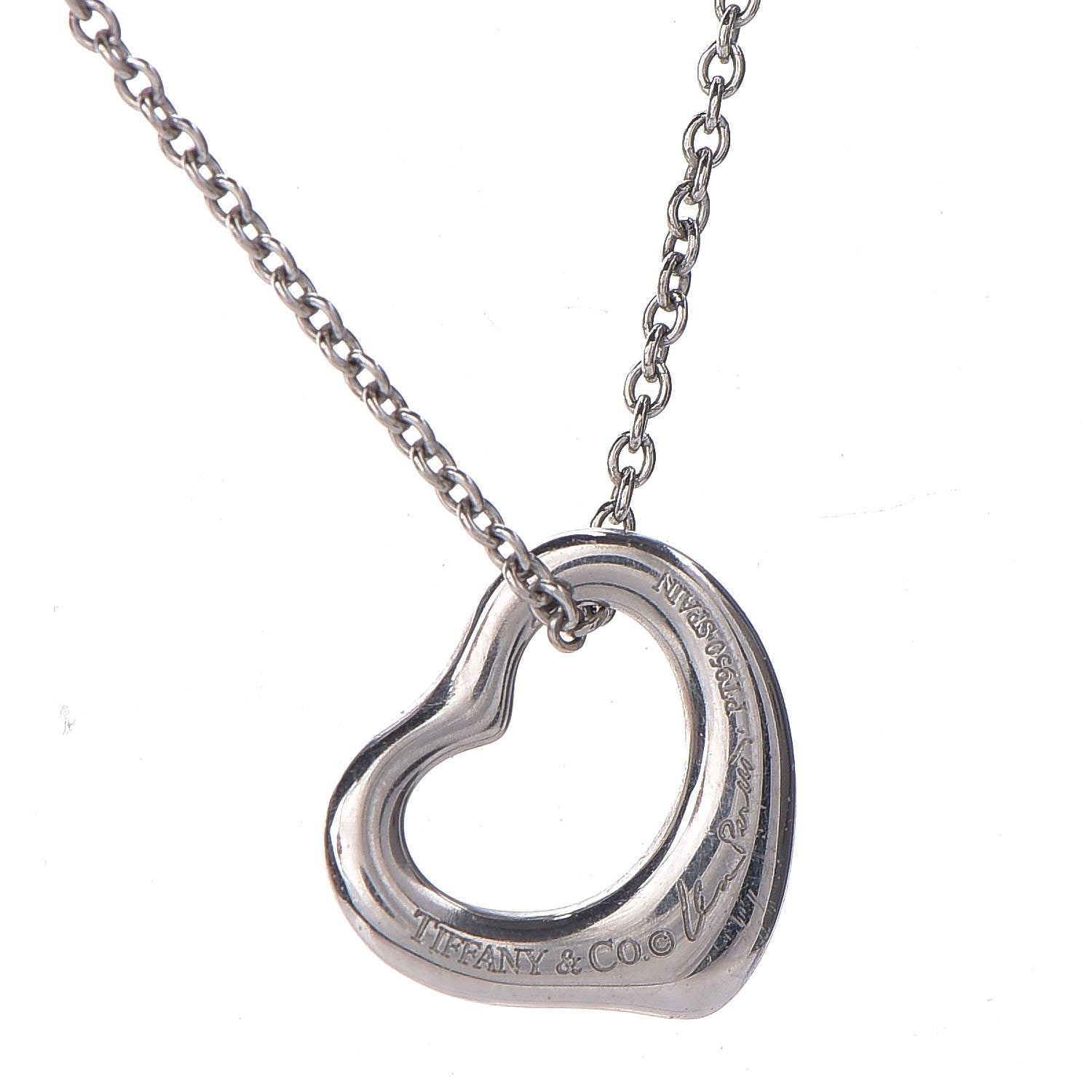 Tiffany Platinum Elsa Peretti Open Heart Pendant Necklace 5 of 10