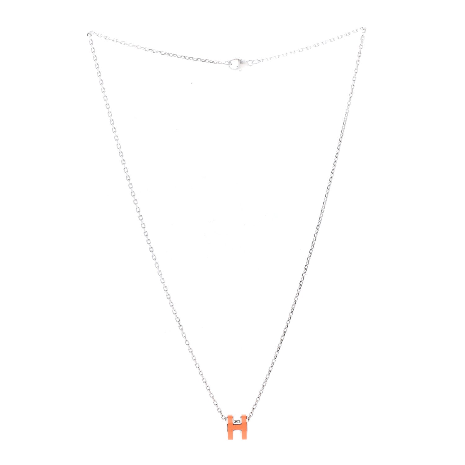 Hermes Palladium Mini Pop H Necklace Orange 4 of 8