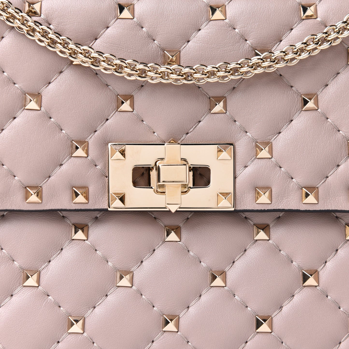 Lambskin Medium Rockstud Spike Shoulder Bag Poudre