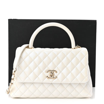 Chanel Iridescent Caviar Quilted Small Coco Handle Flap White 11 of 11