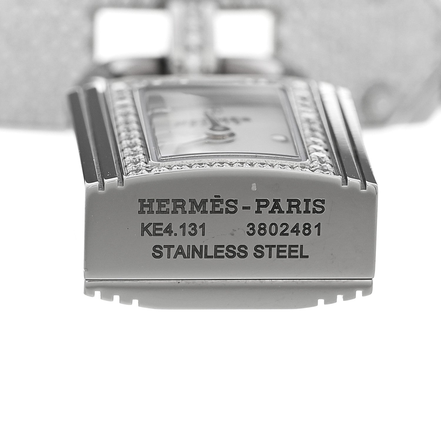 Hermes Stainless Steel Diamond Pave 16mm Kelly Quartz Watch