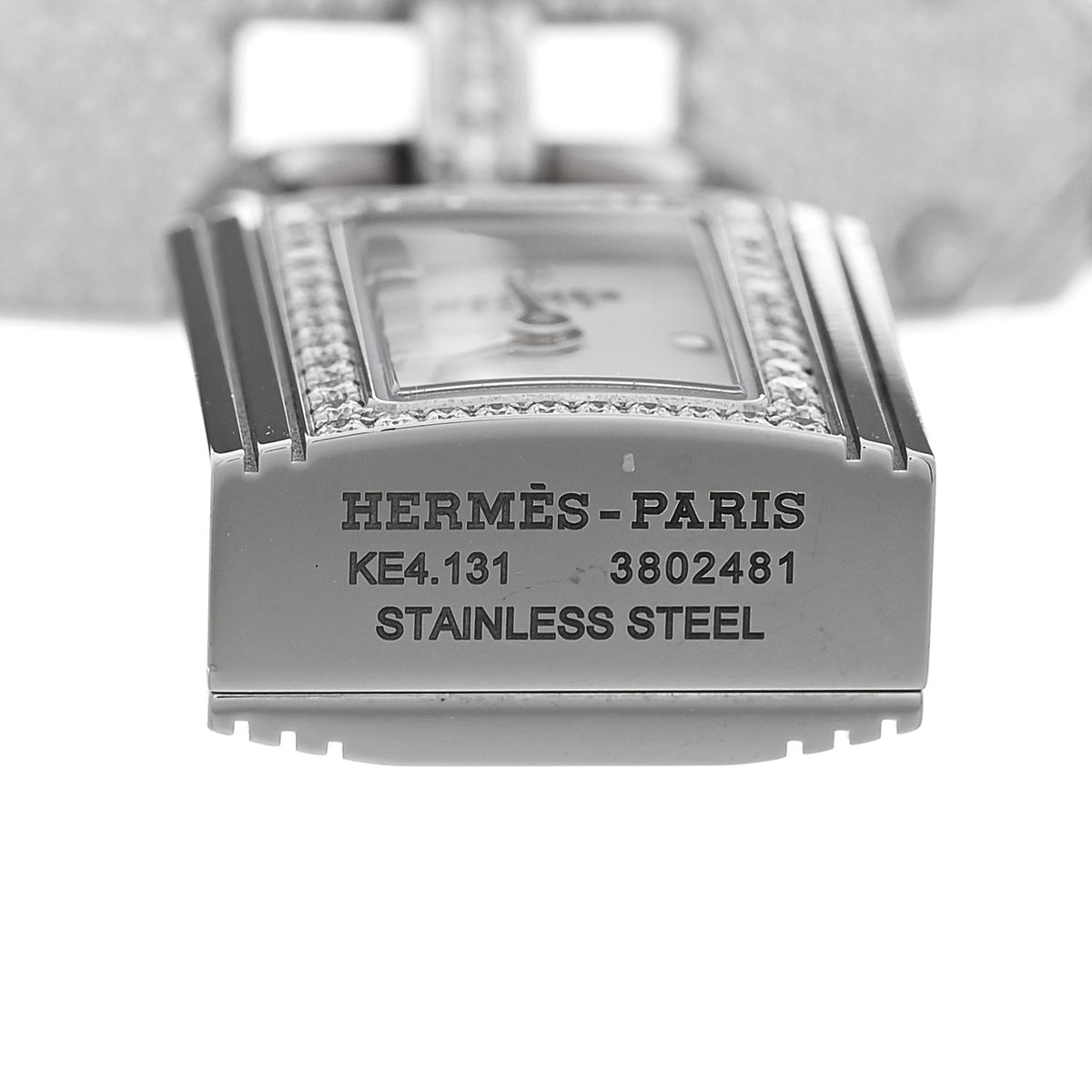 Hermes Stainless Steel Diamond Pave 16mm Kelly Quartz Watch 5 of 5