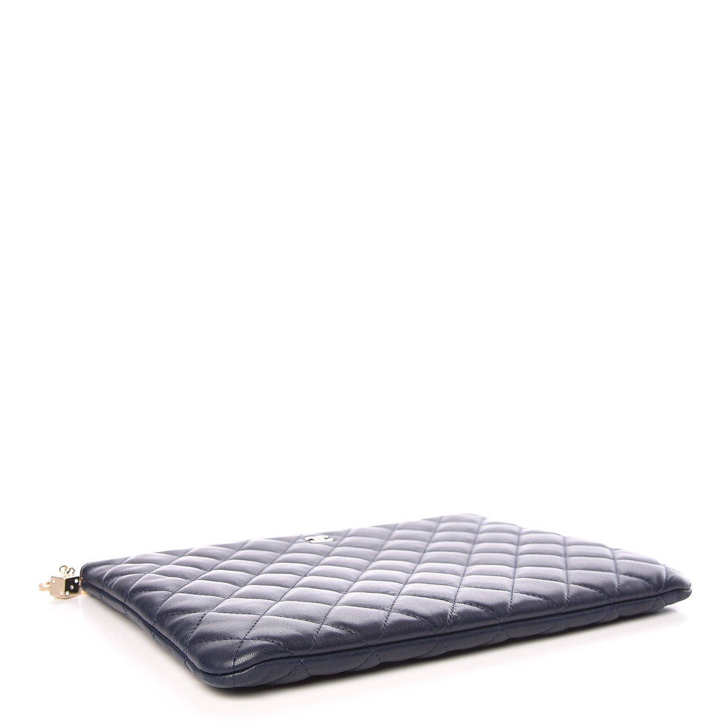 Lambskin Quilted Medium Casino Beauty CC Cosmetic Case Navy