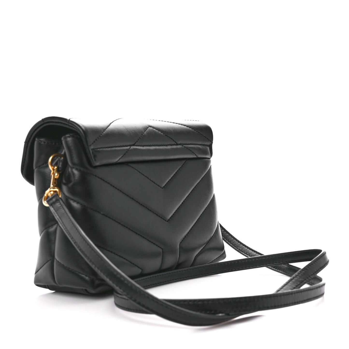 Calfskin Y Quilted Monogram Toy Loulou Crossbody Bag Black