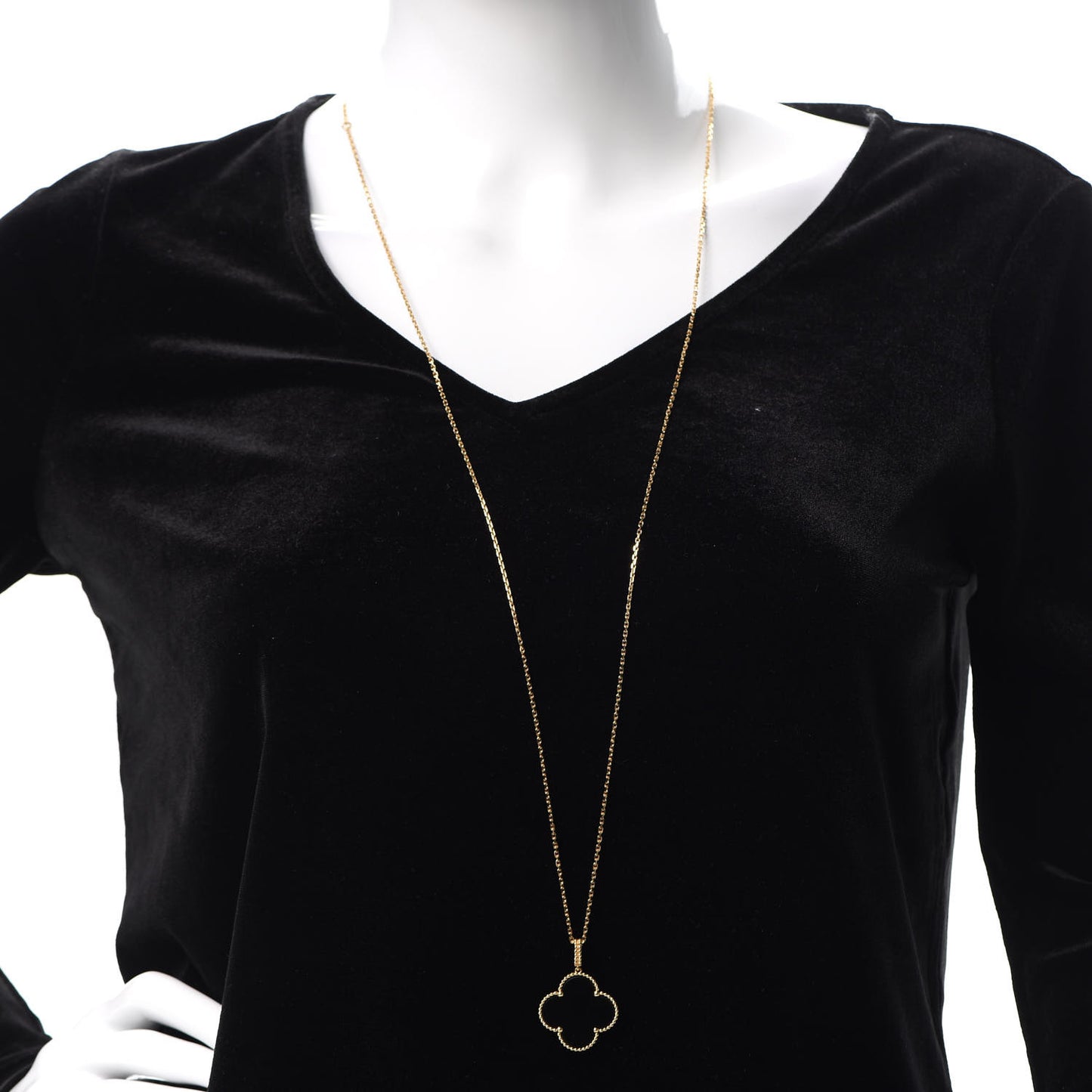 18K Yellow Gold Black Onyx Magic Alhambra Pendant Necklace