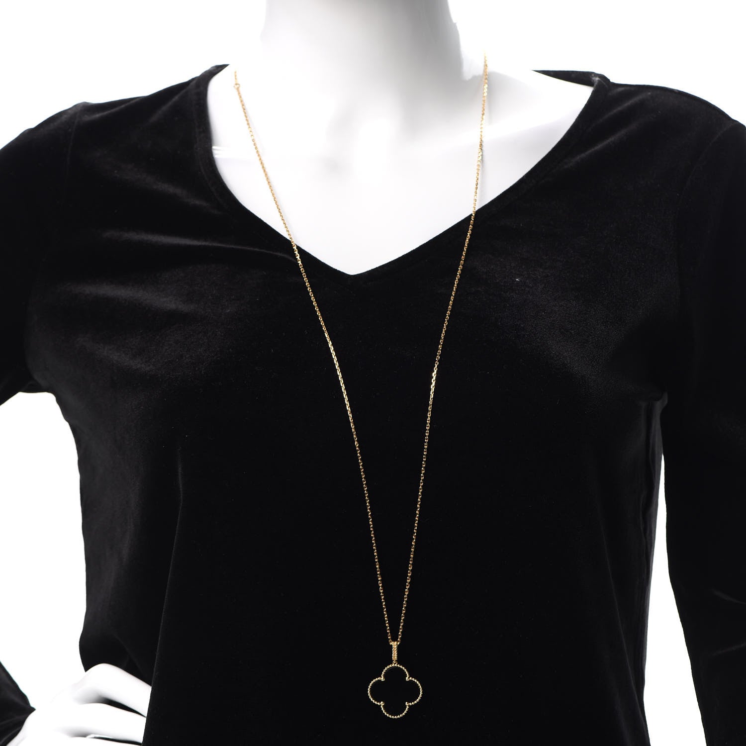 Van Cleef & Arpels 18K Yellow Gold Black Onyx Magic Alhambra Pendant Necklace 2 of 8