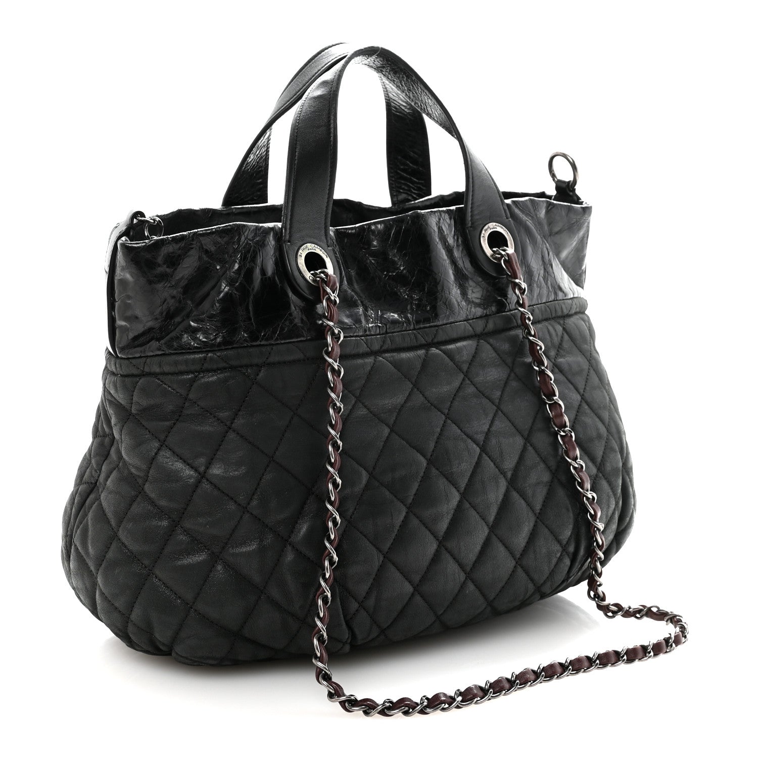 Chanel Iridescent Calfskin Quilted Large In The Mix Tote Black