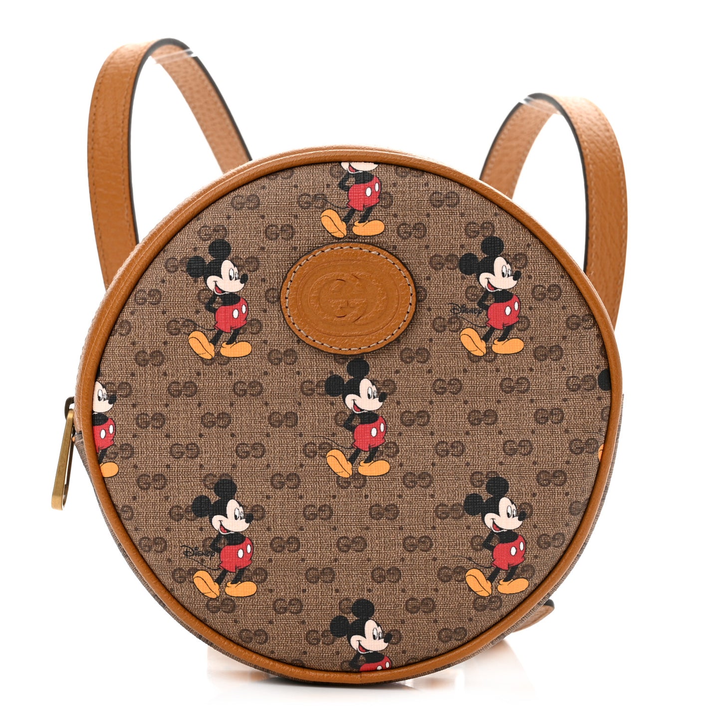 X DISNEY Mini Vintage GG Supreme Monogram Mickey Mouse Round Backpack Beige Vintage Sun Oil
