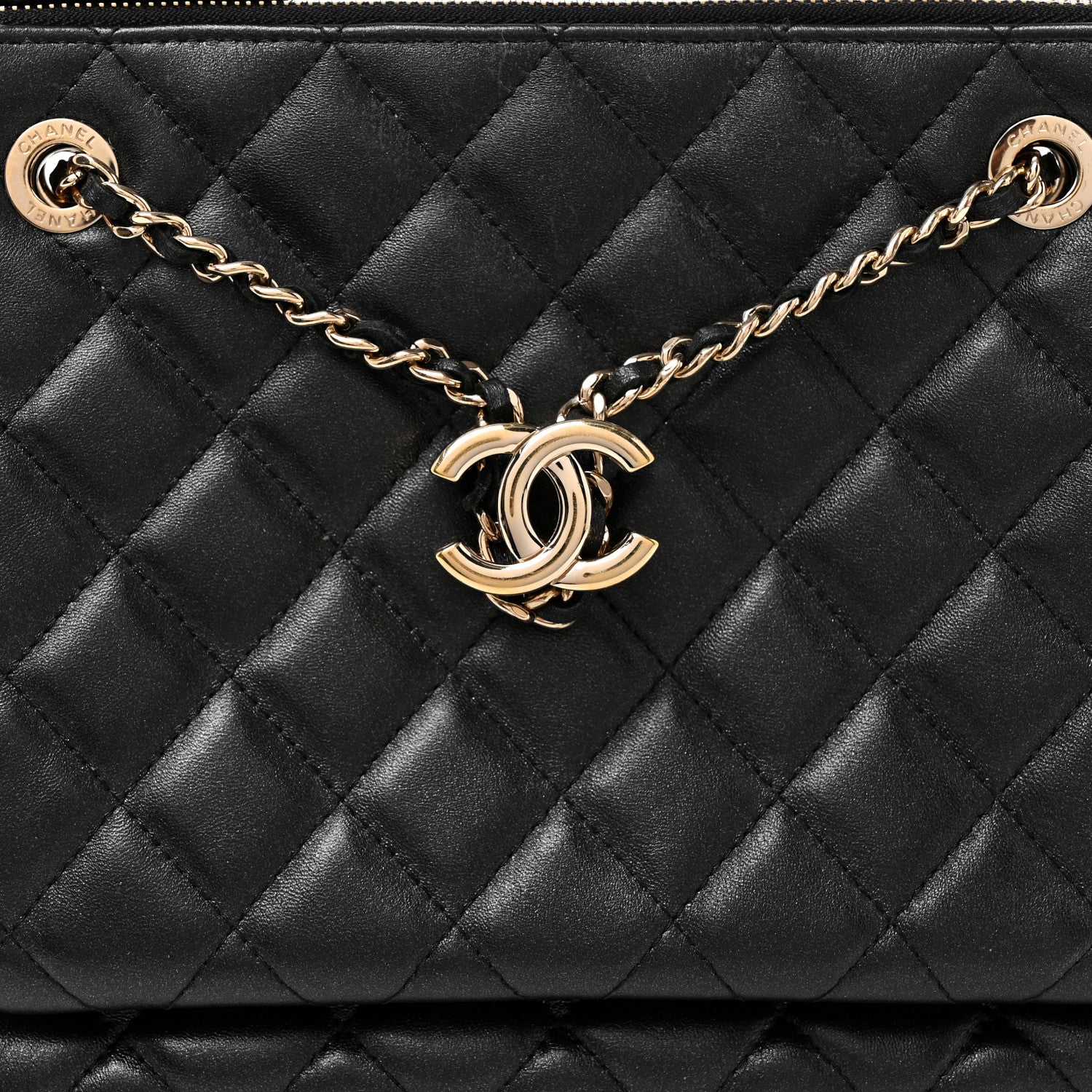 Chanel Shiny Lambskin Quilted Medium Double Case With Strap Black 8 of 10
