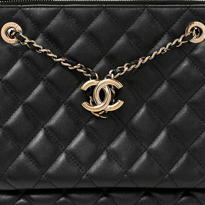 Chanel Shiny Lambskin Quilted Medium Double Case With Strap Black 8 of 10