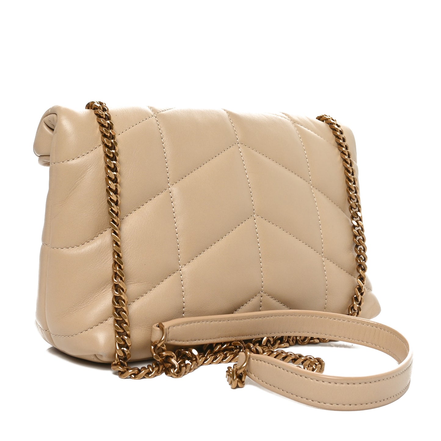 Lambskin Quilted Toy Loulou Puffer Monogram Chain Satchel Nude Powder