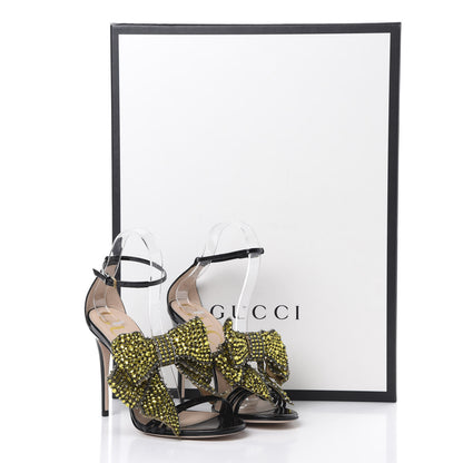 Gucci Patent Crystal Removable Bow Sandals 36.5 Black 10 of 10